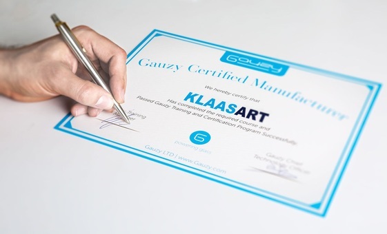 Certificate of cooperation between Klaasart and Gauzy